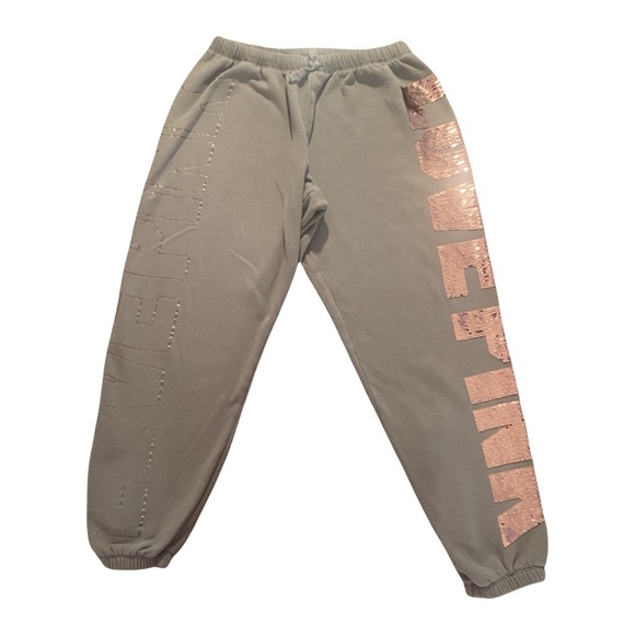 Pink Tracksuit Set Rose Gold Bling Faded Green Pullover Hoodie,Classic Pant Sz L - Picture 7 of 9